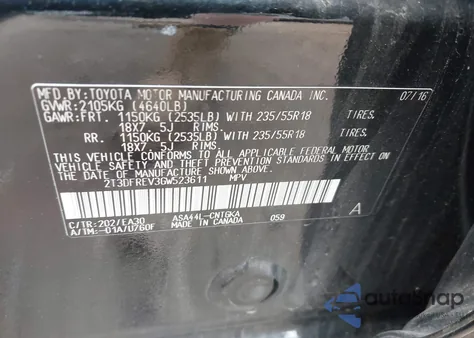 2016 Toyota Rav4 Limited из США, поврежденный, VIN 2T3DFREV3GW523611